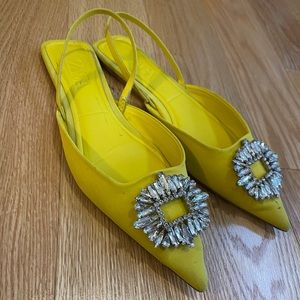 Zara FLAT MULES WITH RHINESTONE DETAIL